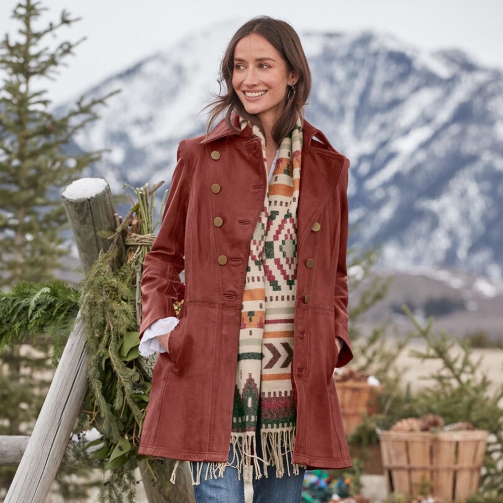 NWT Sundance Leather Carmichael Trench Coat / Jacket- Caramel